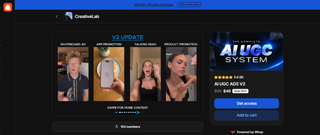 CreativeLab – AI UGC ADS V2 – Create 100 AI UGC Ads This Week Without Waiting on a Single Creator